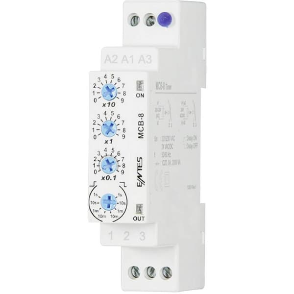 ENTES 101584 MCB-8 Tidsrelä Multifunktionell 24 V/DC, 24 V/AC, 230 V/AC 1 st Tidsdomän: 0.1 s - 30 h 1 switch