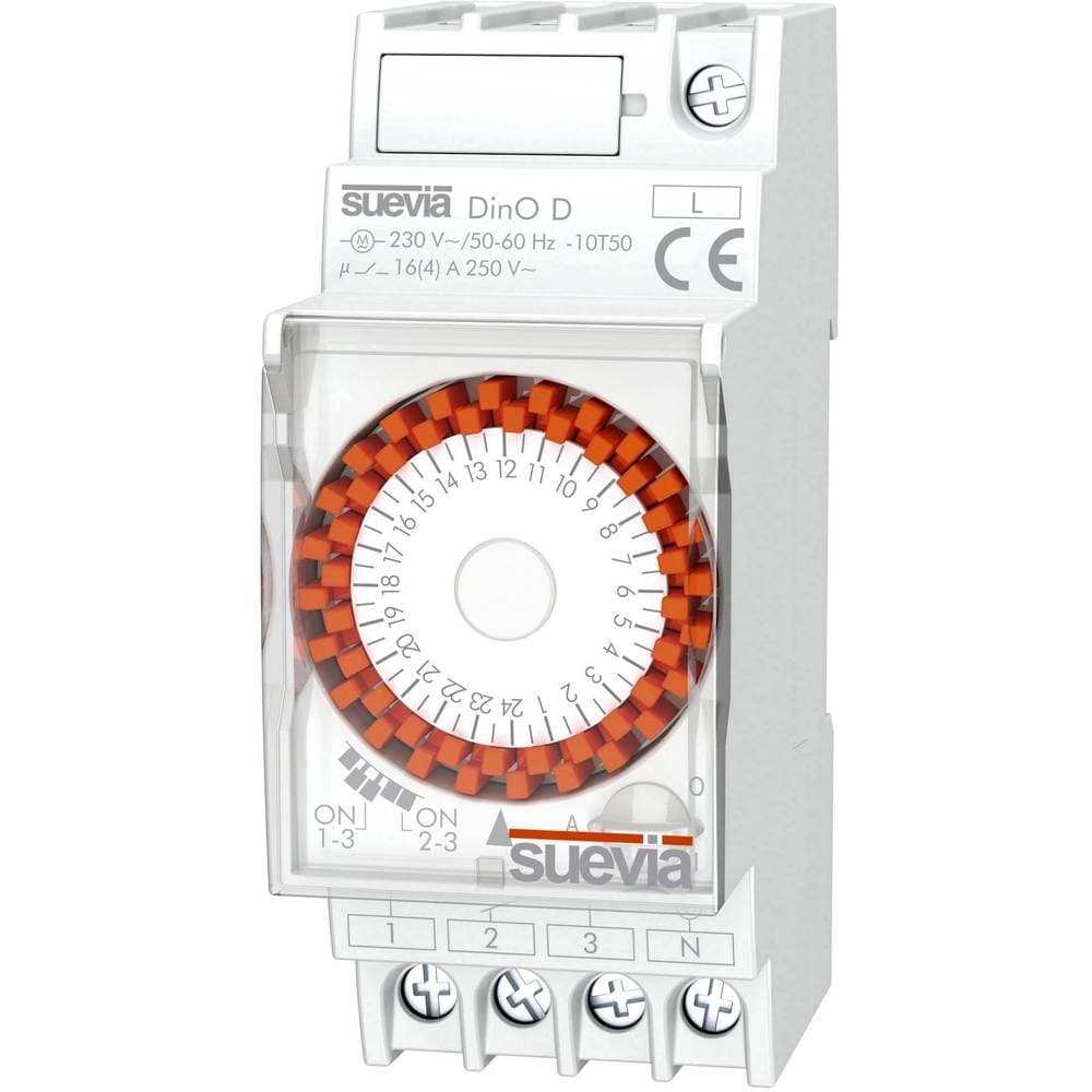 kopplingsur för DIN-skena Driftspänning: 230 V/AC Suevia DinO D 1 switch 16 A 250 V/AC Dagsprogram