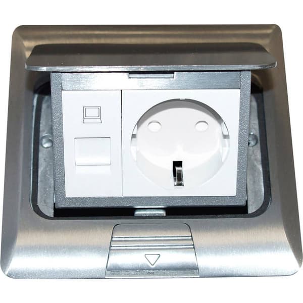 LEDmaxx 105626 1x Golveluttag Infälld med Cat5 hylsa IP20 Aluminium