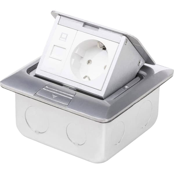LEDmaxx 105626 1x Golveluttag Infälld med Cat5 hylsa IP20 Aluminium