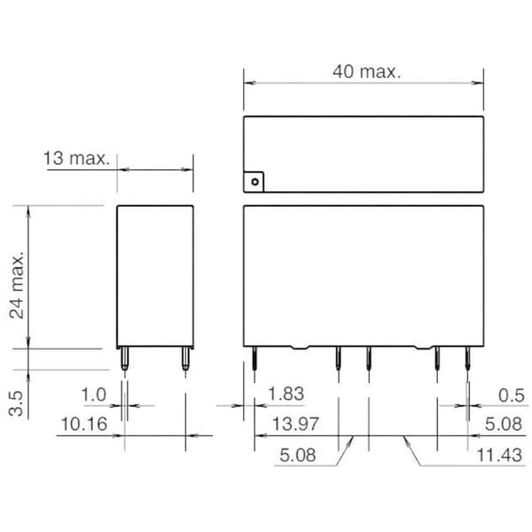 Idec RF1V-3A1BL-D24 Kretskort-relä 24 V/DC 6 A 3 NO, 1 NC 1 st