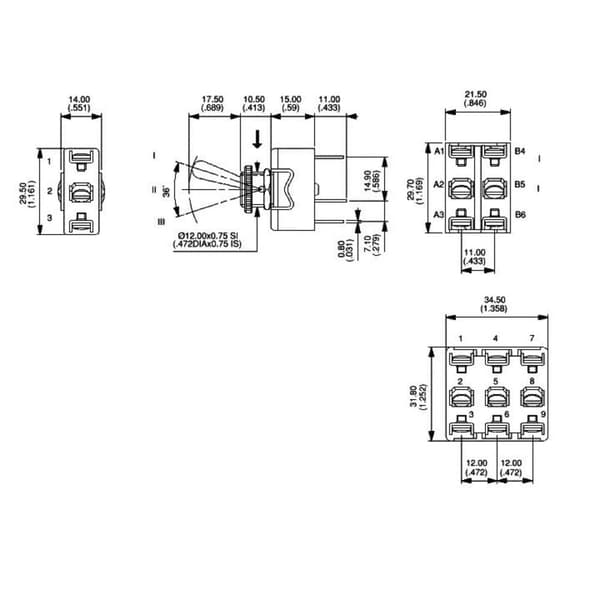 APEM 659H/2 659H/2 Vippströmställare 250 V/AC 10 A 3x På/Av/På låsande/0/låsande 1 st