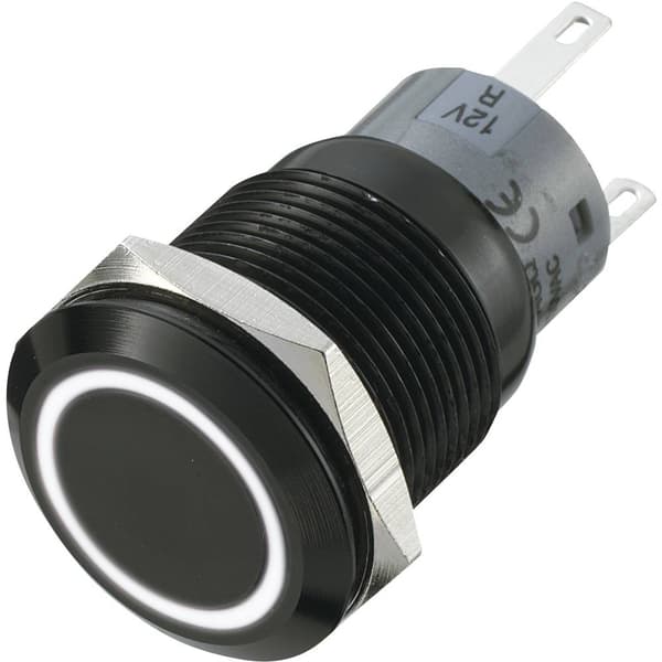 TRU COMPONENTS 702197 LAS1-AGQ-11E/W Vandalskyddad Tryckströmställare 250 V/AC 5 A 1x Av/(På) momentan Vit (Ø x L) 22 m