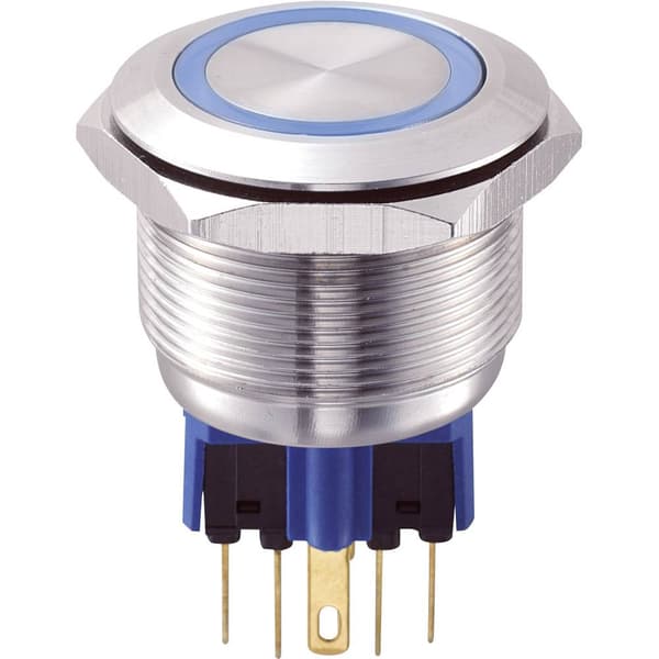 TRU COMPONENTS 701790 GQ25-11E/B/12V Vandalskyddad Tryckströmställare 250 V/AC 5 A 1x På/(På) momentan Blå IP65 1 st