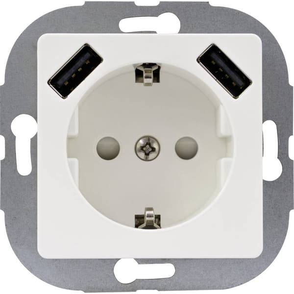 REV 0240130106 Eluttag Infälld Petskydd, USB-uttag IP20 Vit