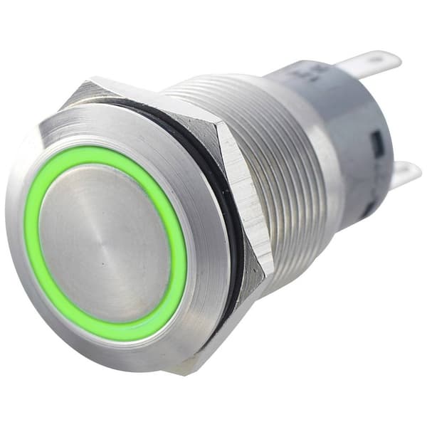 TRU COMPONENTS 701309 LAS1-AGQ-11E, GN Vandalskyddad Tryckströmställare 250 V/AC 5 A 1x På/(På) momentan Grön IP67 1 st