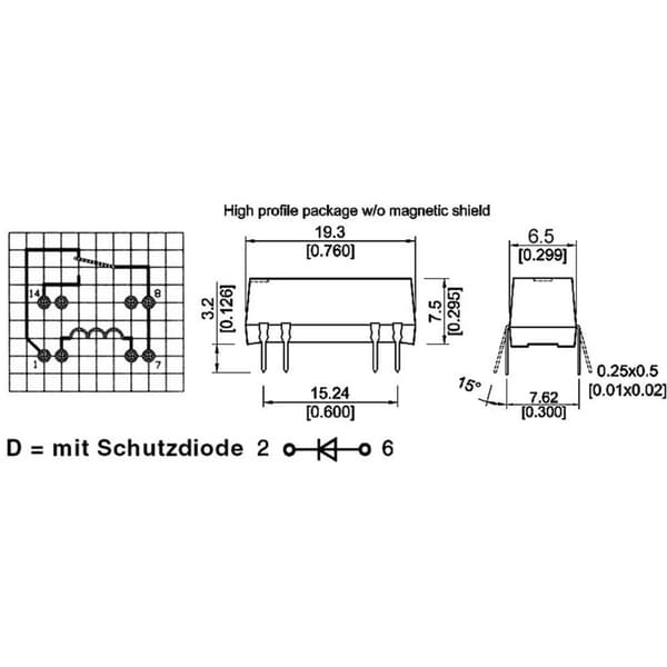 StandexMeder Electronics DIP05-1C90-51D Reed-Relä 1 switch 5 V/DC 0.5 A 10 W DIP-8