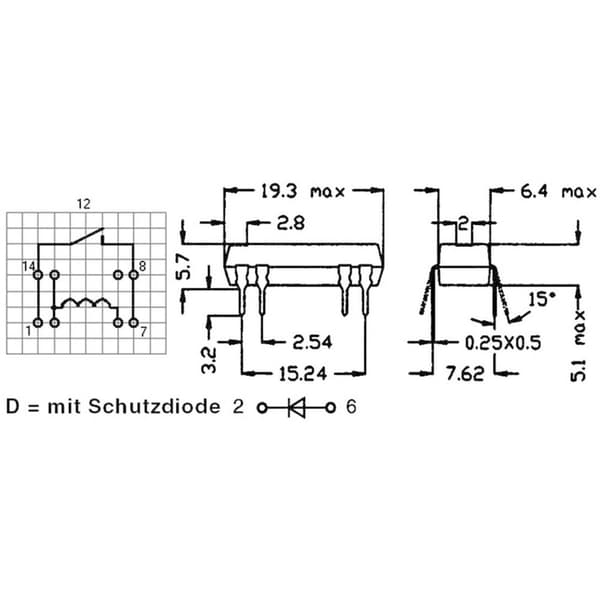 StandexMeder Electronics DIP24-1A72-12L Reed-Relä 1 NO 24 V/DC 0.5 A 10 W DIP-8