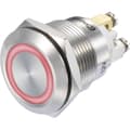 Miniatyrbild 1 av 2: TRU COMPONENTS 1273002 GQ19F-10E/R/12V/S Tryckströmbrytare 48 V/DC 3 A 1x Av/(På) momentan Röd IP65 1 st