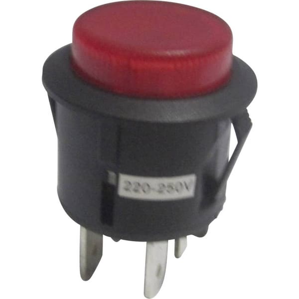 TRU COMPONENTS 1587761 TC-R13-527AL-02RT Tryckströmställare 250 V/AC 6 A 1x Av/(På) momentan Röd 1 st