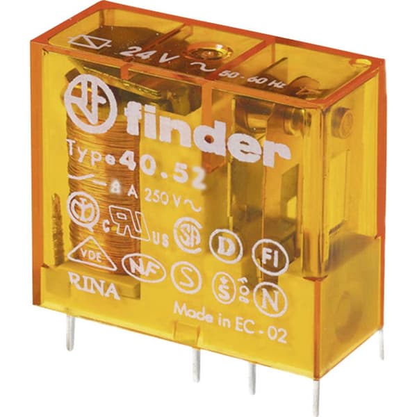 Finder 40.52.8.024.5000 Kretskort-relä 24 V/AC 8 A 2 switch 1 st
