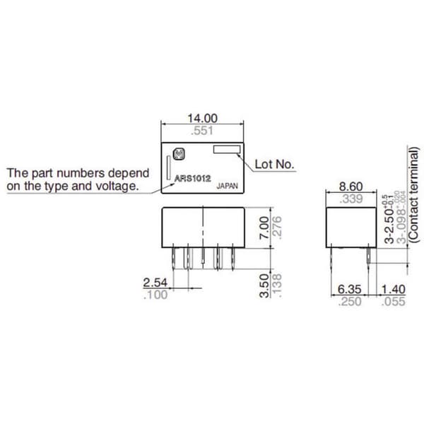 Panasonic ARS1012 Kretskort-relä 12 V/DC 0.5 A 1 switch 1 st