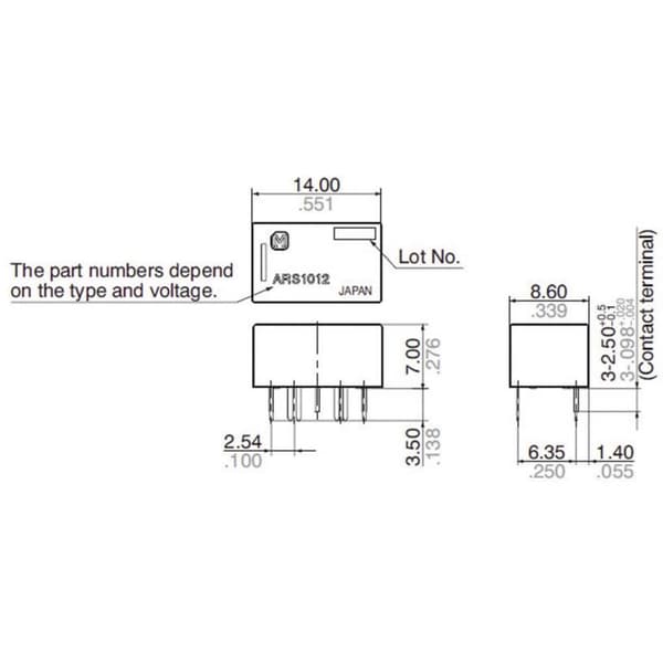Panasonic ARS1612 Kretskort-relä 12 V/DC 0.5 A 1 switch 1 st