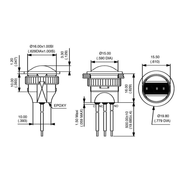 APEM IAR3F1200 IAR3F1200 Tryckströmställare 24 V/DC 2 A 1x Av/(På) momentan IP67 (front) 1 st