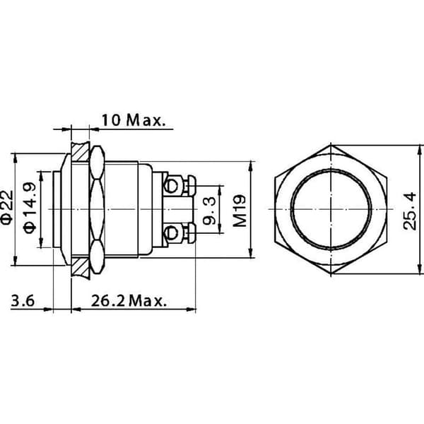 TRU COMPONENTS GQ 19H-G Vandalskyddad Tryckströmställare 48 V/DC 2 A 1x Av/(På) momentan IP65 1 st