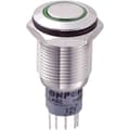 Miniatyrbild 1 av 2: TRU COMPONENTS 701818 LAS2GQF-11ZE/G/12V/S/P Vandalskyddad Tryckströmbrytare 250 V/AC 3 A 1x På/På låsande Grön 1 st