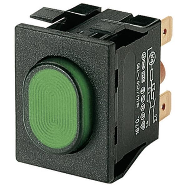 Marquardt 1670.5202 1670.5202 Tryckströmbrytare 250 V/AC 16 A 2x På/Av låsande Grön (L x B x H) 33 x 25 x 33 mm IP54 1