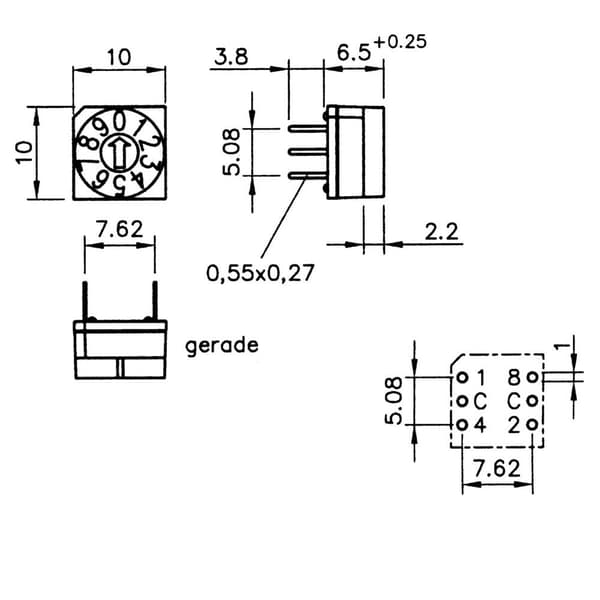 PTR Hartmann PT 65 103 HEX. CODIERSCHALTER Kodningsomkopplare Hexadecimal 0-9/A-F Switchpositioner 16 1 st