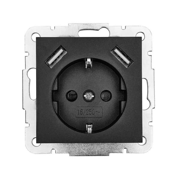 LEDmaxx USB1002 1x Eluttag Infälld USB-uttag, Petskydd Svart