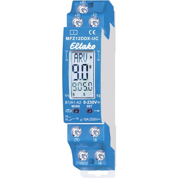 Eltako 23001004 MFZ12DDX-UC Tidsrelä Multifunktionell 230 V 1 st Tidsdomän: 0.1 s - 99 h 1 switch
