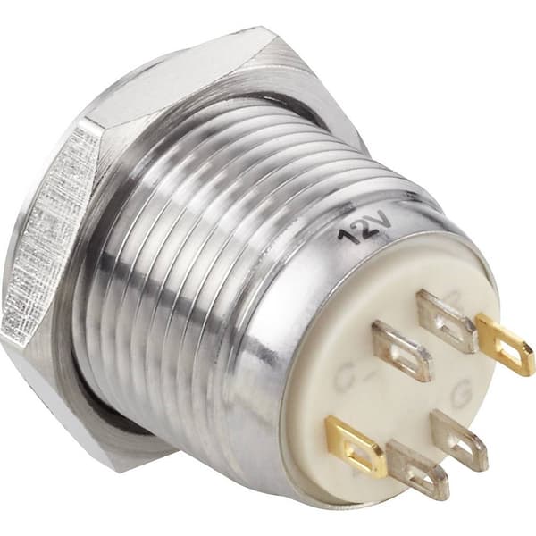 TRU COMPONENTS TC-7494616 TC-GQ16F-10E/42RGB/ Vandalskyddad Tryckströmbrytare 48 V/DC 2 A 1x Av/(På) momentan Röd, Grön