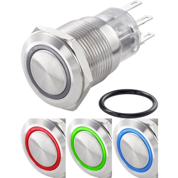TRU COMPONENTS TC-7494632 TC-LAS1-AGQ-11ZE/42RGB/ Vandalskyddad Tryckströmbrytare 250 V/AC 3 A 1x Av/På låsande Röd, Gr