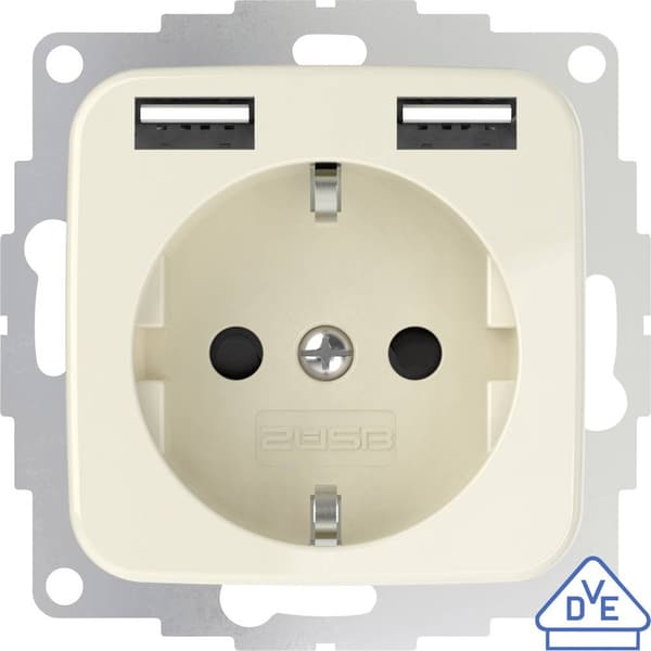 2USB 2U-449399 Eluttag Infälld USB-uttag Cremevit