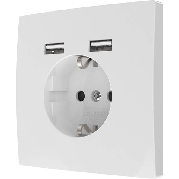2USB 2U-449061 Eluttag Infälld USB-uttag Ren vit (glansig)