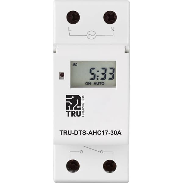 Driftspänning: 230 V/AC TRU COMPONENTS TRU-DTS-AHC17-30A 1 switch 30 A 250 V/AC Veckoprogram