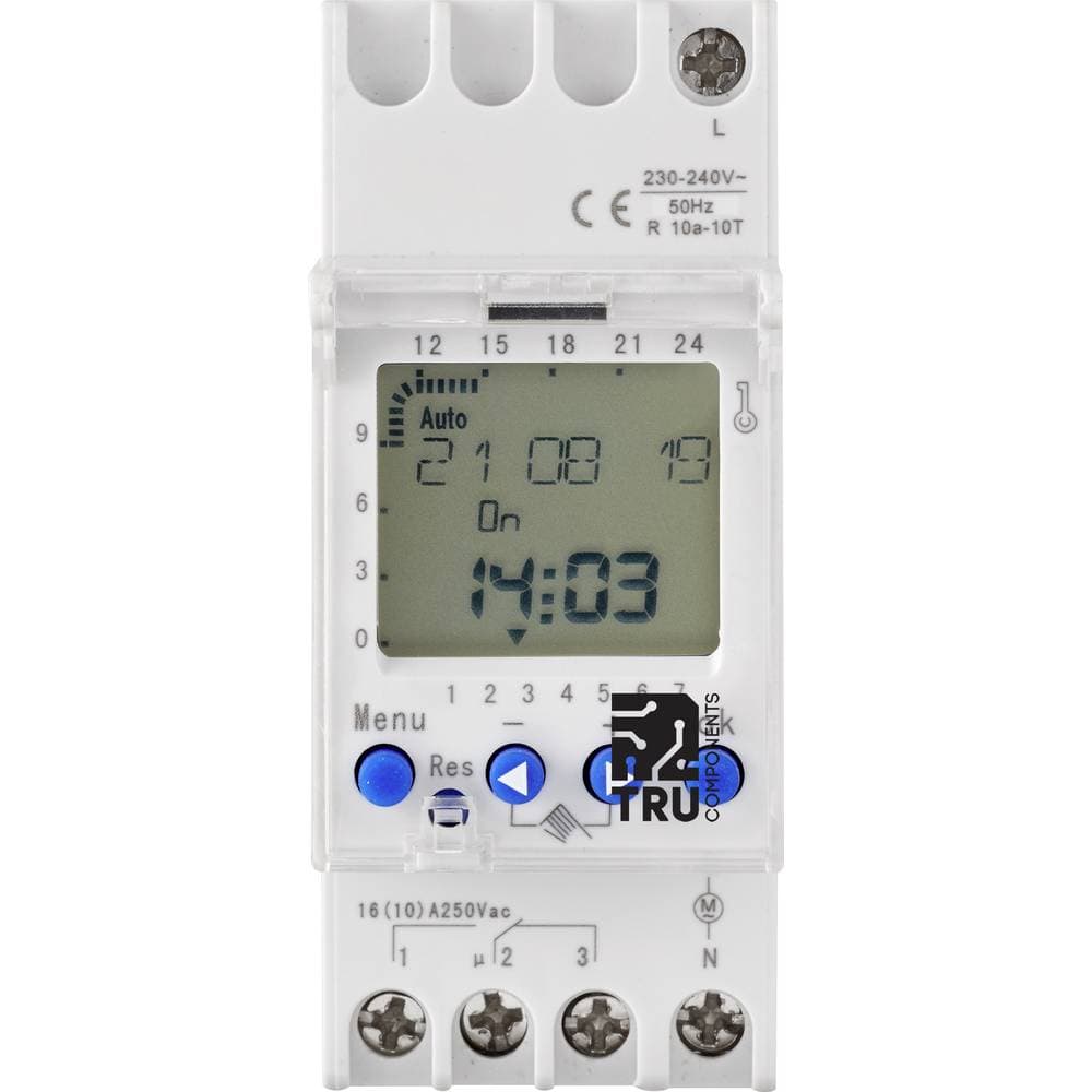 Tidsur för frontmontering Driftspänning: 230 V/AC TRU COMPONENTS TRU-DTS-AHC811 1 switch 16 A 250 V/AC Veckoprogram