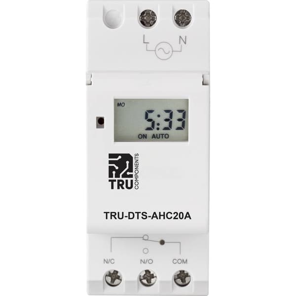 Driftspänning: 230 V/AC TRU COMPONENTS TRU-DTS-AHC20A 1 switch 20 A 250 V/AC Veckoprogram