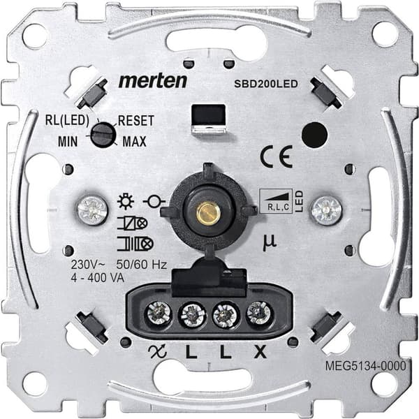 Merten MEG5134-0000 Dimmer infälld Lämplig för ljuskälla: Glödlampa, Halogenlampa, LED-lampa Aluminium
