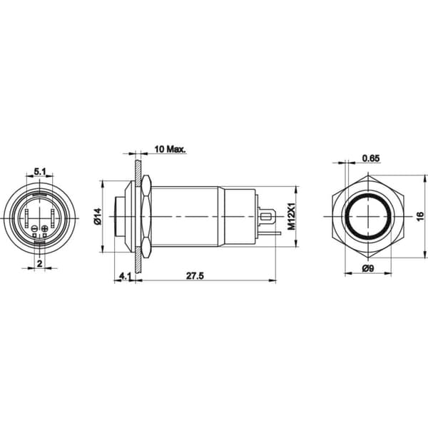 TRU COMPONENTS TC-7494672 TC-GQ12-CH-10ZE/J/R/12V/S Tryckströmställare 36 V/DC 1 A 1x Av/På låsande Röd IP40 1 st