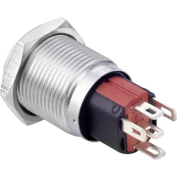 TRU COMPONENTS TC-7494928 TC-GQ16-KH-11D/J/R/12V/C Vandalskyddad Tryckströmbrytare 48 V/DC 2 A 1x Av/(På) momentan Röd