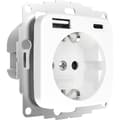 Miniatyrbild 1 av 4: 2USB 2U-449368 Skyddskontaktuttag Petskydd, med USB- Laddningsutgång IP20 Ren vit (glansig)