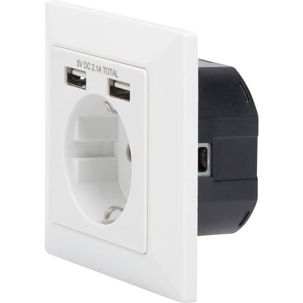 Digitus DA-70613 Eluttag Infälld USB-uttag Vit