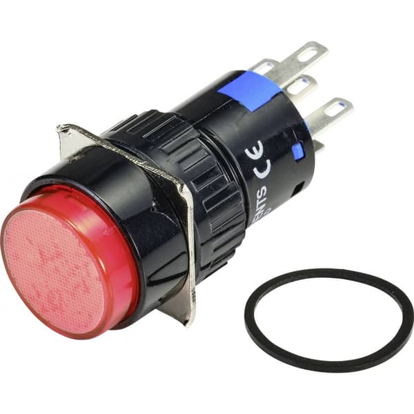 TRU COMPONENTS TC-9219044 Tryckknapp för lampa 250 V/AC 3 A 1x På/(Av) momentan Röd (Ø) 18 mm IP65 1 st