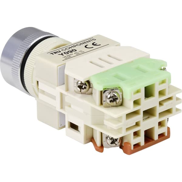 TRU COMPONENTS TC-9219092 Y090 Tryckströmställare 250 V/AC 5 A 1x På/(På) låsande Grön (Ø) 30 mm 1 st