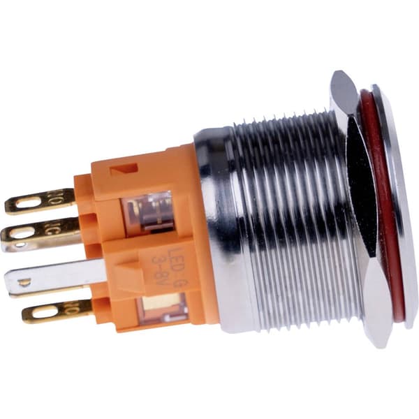 Joy-it BUTTON22B-L-GR BUTTON22B-L-GR Tryckknappsomkopplare 250 V/AC 7 A 1x På/(Av) låsande Grön (Ø x H) 25 mm x 40.40 m