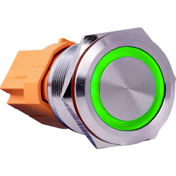 Joy-it BUTTON22B-M-GR BUTTON22B-M-GR Tryckknappsomkopplare 250 V/AC 7 A 1x På/(Av) momentan Grön (Ø x H) 25 mm x 40.40