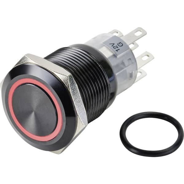 TRU COMPONENTS TC-9428172 LAS1-AGQ-22E/R/12V/A Tryckströmställare 250 V/AC 3 A 2x Av/(På) momentan Röd (Ø) 19 mm IP65 1