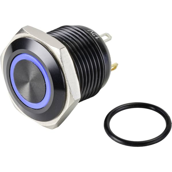 TRU COMPONENTS TC-9428164 GQ16F-10E/J/B/12V/A Tryckströmställare 48 V/DC 2 A 1x Av/(På) momentan Blå IP65 1 st