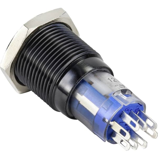 TRU COMPONENTS TC-9428188 LAS2GQF-11ZE/B/12V/A/P Tryckströmställare 250 V 3 A 1x Av/På låsande Blå IP65 1 st