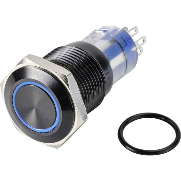 TRU COMPONENTS TC-9428188 LAS2GQF-11ZE/B/12V/A/P Tryckströmställare 250 V 3 A 1x Av/På låsande Blå IP65 1 st