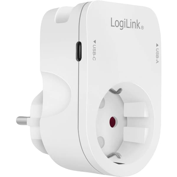 LogiLink PA0259 Anslutningsdosa med USB- Laddningsutgång, Petskydd, Överspänningsskydd IP20