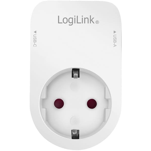 LogiLink PA0259 Anslutningsdosa med USB- Laddningsutgång, Petskydd, Överspänningsskydd IP20