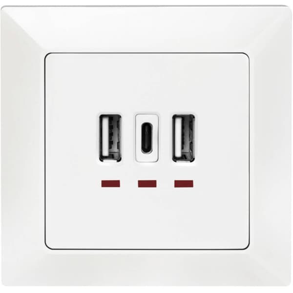 LogiLink PA0254 Infälld dosa med USB- Laddningsutgång Vit