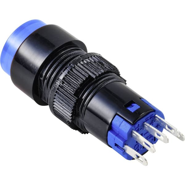 TRU COMPONENTS TC-9428068 LAS2Y-11/B/12V Tryckströmställare 250 V 3 A 1x Av/(På) momentan Blå IP40 1 st