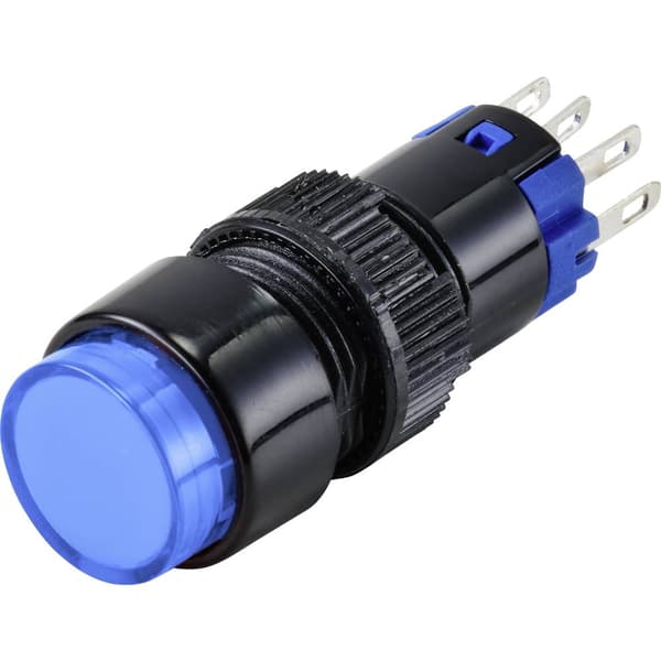 TRU COMPONENTS TC-9428068 LAS2Y-11/B/12V Tryckströmställare 250 V 3 A 1x Av/(På) momentan Blå IP40 1 st