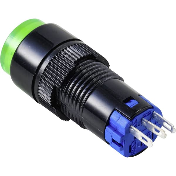 TRU COMPONENTS TC-9428040 LAS2Y-11/G Tryckströmställare 250 V 3 A 1x Av/(På) momentan Grön IP40 1 st